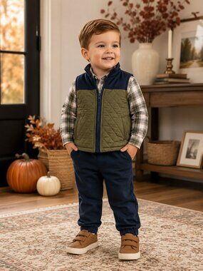 NWT Baby Essentials 3 Piece Toddler Boy Outfit Set 24 Months Quilted Vest 24 M